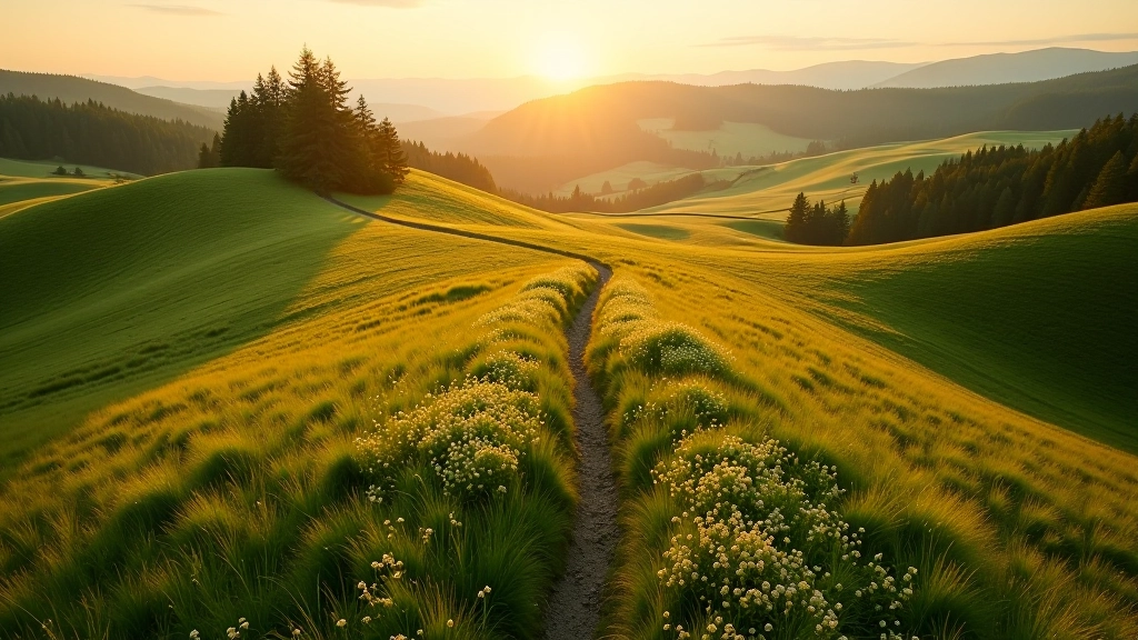 Seasonal meadow walk through wildflower grasslands