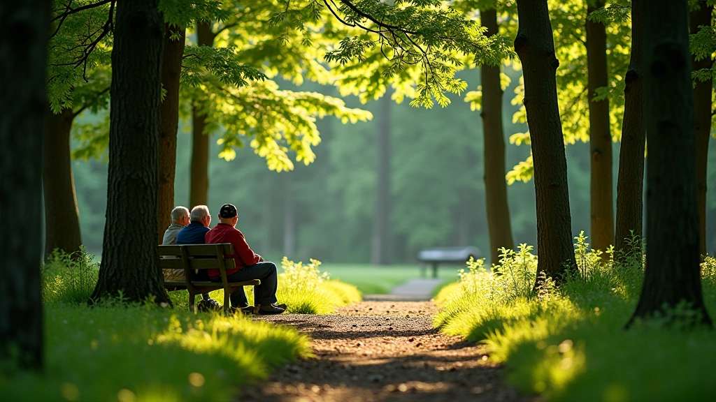 Group resting under forest canopy shade